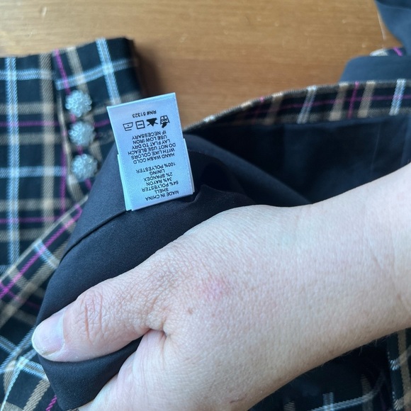 Cece Plaid Tie Neck Blazer Jacket with Rhinestone Button-Up Size XL - Picture 11 of 14